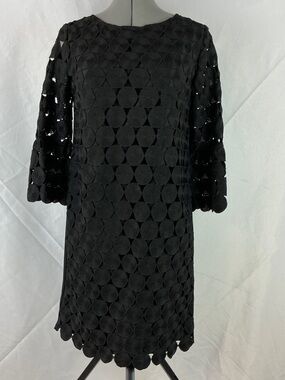 Ann Taylor Black Circle Lace Shift Women's Dress size 0 Like New
